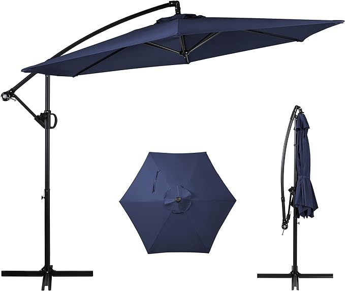 Crank and Cross Base, Outdoor Cantilever Hanging Umbrella