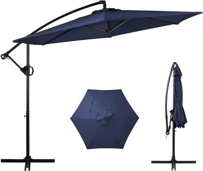 Crank and Cross Base, Outdoor Cantilever Hanging Umbrella