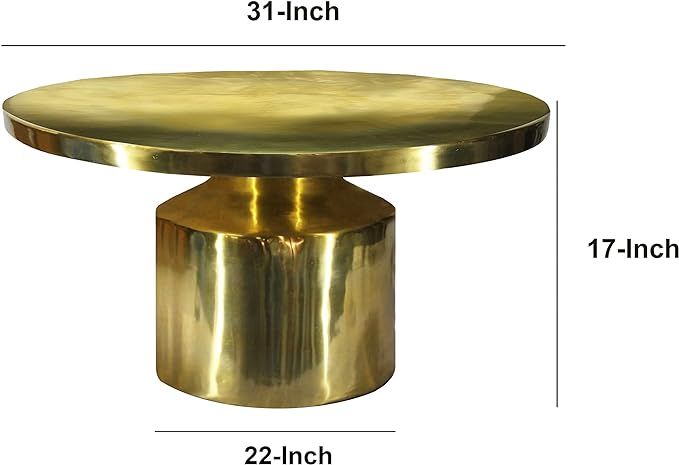 31-Inch Modern Classic Round Metal Coffee Table with Pedestal Base