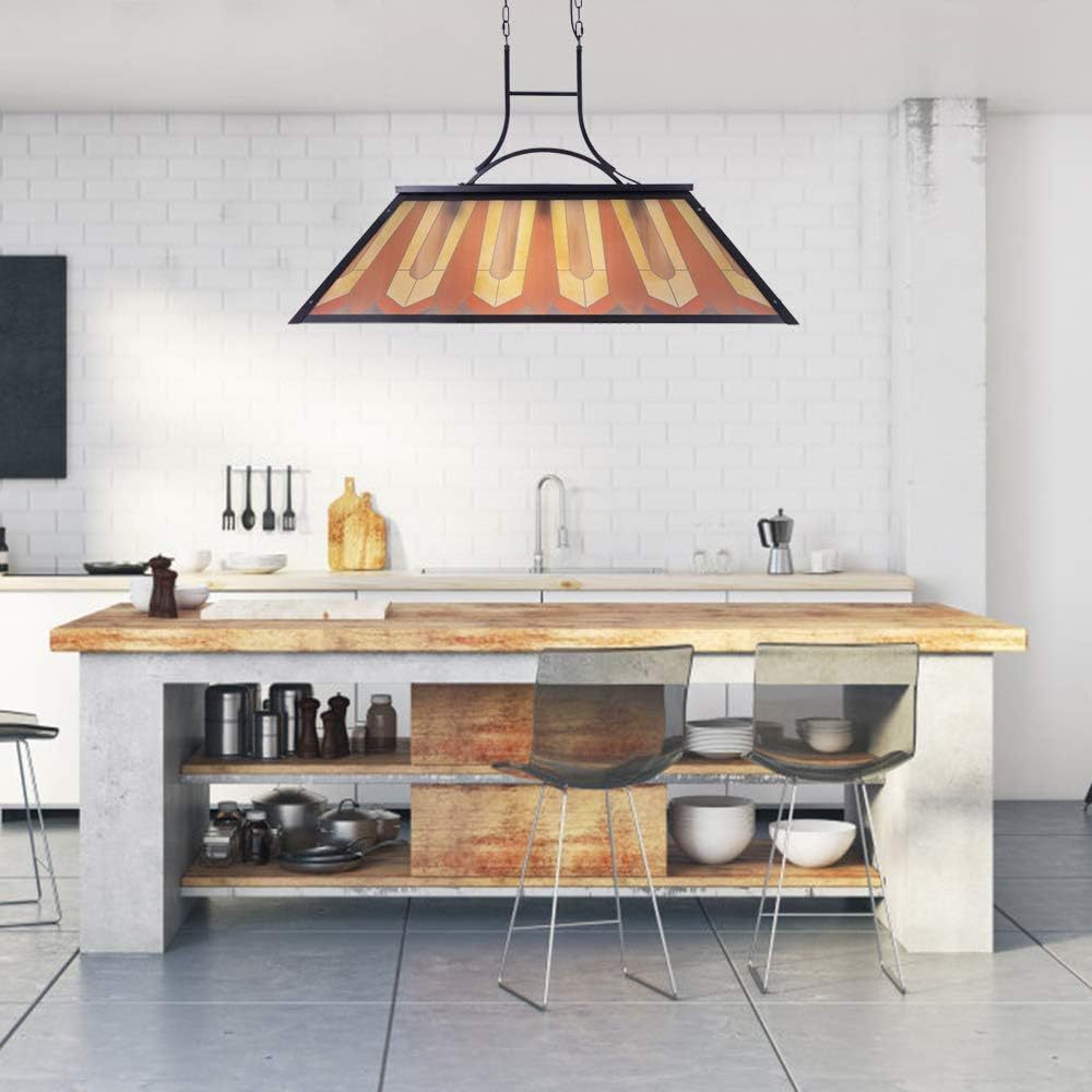 Tiffany Style Pool Table Lamp Hanging, Billiards Light for Game Room 7' 8' 9' Pool Table, 3-Light Vintage Chandelier Lighting Fixture