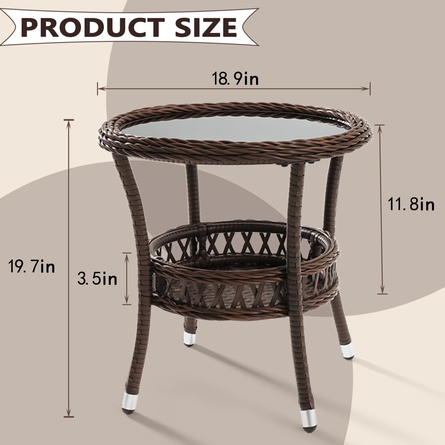 Outdoor Side Table Wicker Outdoor End Table for Patio Rattan Side Table