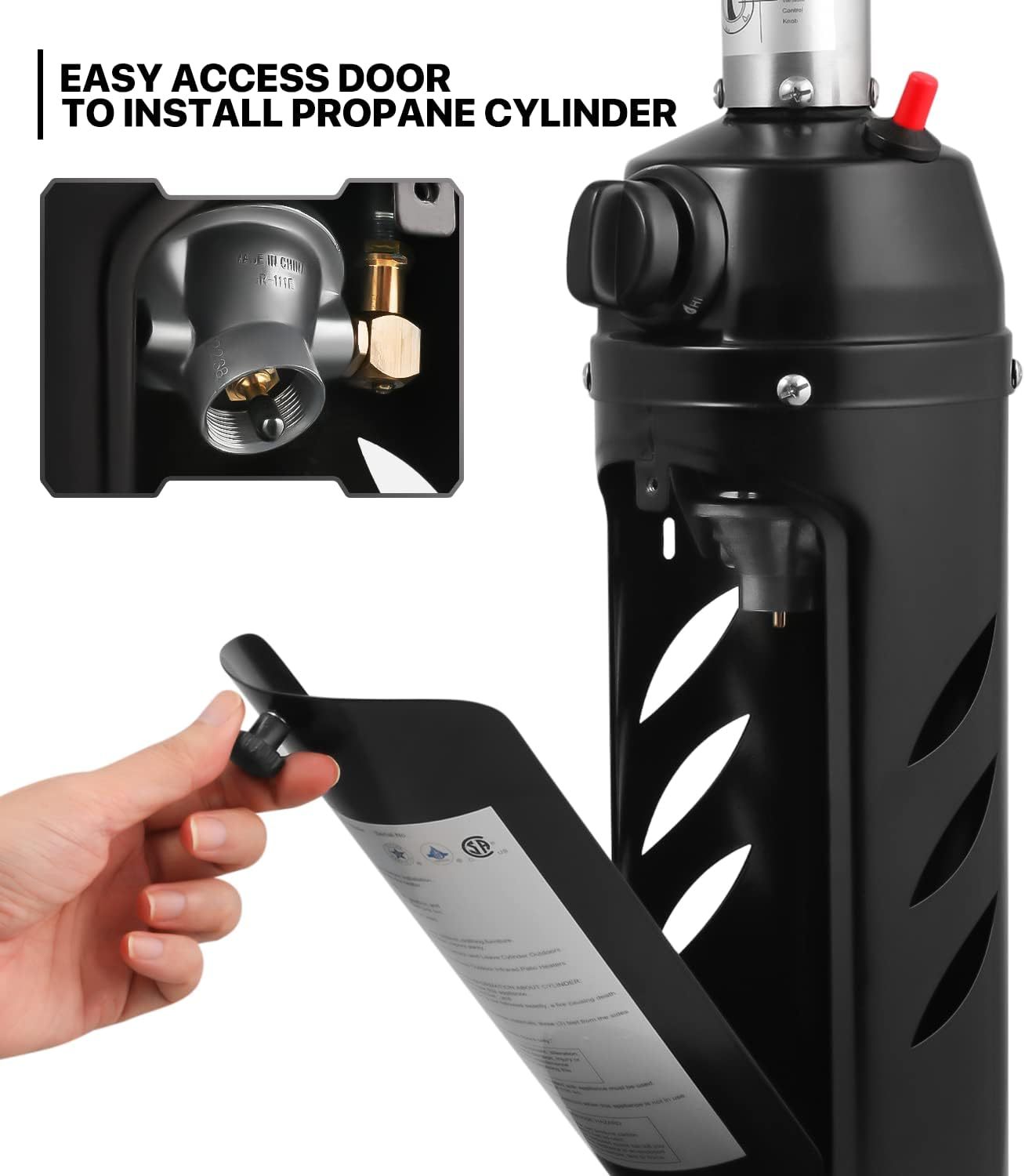 Portable Patio Heater Standing Patio Floor Air Heater 11000 BTU Floor Standing Heater with Ignition System for Outside Garden Porch Party Deck,Black