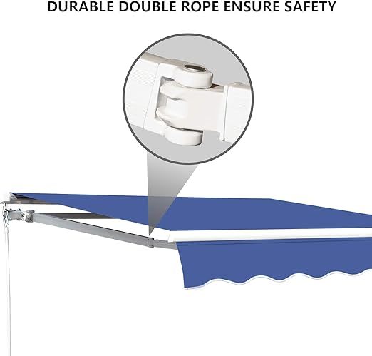 9.8'x8.2' Patio Awning Retractable Awning Cover Sunshade Shelter Outdoor Canopy with Crank Handle and Water-Resistant Polyester for Courtyard, Balcony, Shop, Restaurant, Cafe, Deck