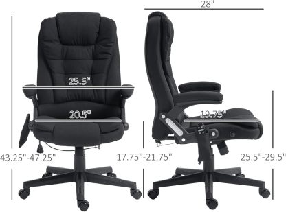 6 Point Vibrating Massage Office Chair with Heat, Linen High Back Executive Office Chair