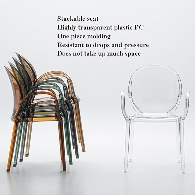 Modern Acrylic Transparent Chair Set of 4, Stacking Kitchen and Dining Room