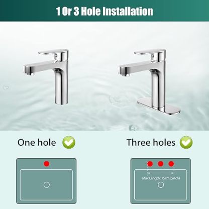 Bathroom Sink Faucet Polished Chrome Single Handle Brass 1 Hole Basin Mixer Tap Deck Mount Vessel Sink Faucets Lavatory Vanity Bathroom Faucets Deck Plate Pop Up Drain Included