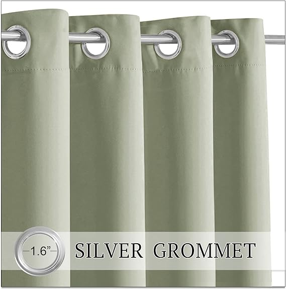 Outdoor Curtains for Patio, Waterproof Blackout UV Protection Outside Decor for Porch Swimming Pool Hut Garden Pavilion Pop Up Tent Pergola Balcony, W 52 x L 84, 1 Panel, Sage Green