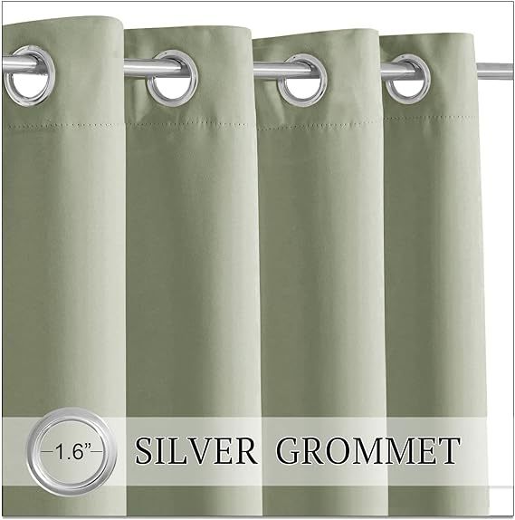 Outdoor Curtains for Patio, Waterproof Blackout UV Protection Outside Decor for Porch Swimming Pool Hut Garden Pavilion Pop Up Tent Pergola Balcony, W 52 x L 84, 1 Panel, Sage Green