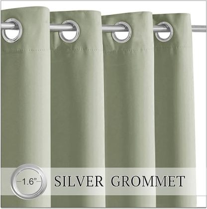 Outdoor Curtains for Patio, Waterproof Blackout UV Protection Outside Decor for Porch Swimming Pool Hut Garden Pavilion Pop Up Tent Pergola Balcony, W 52 x L 84, 1 Panel, Sage Green