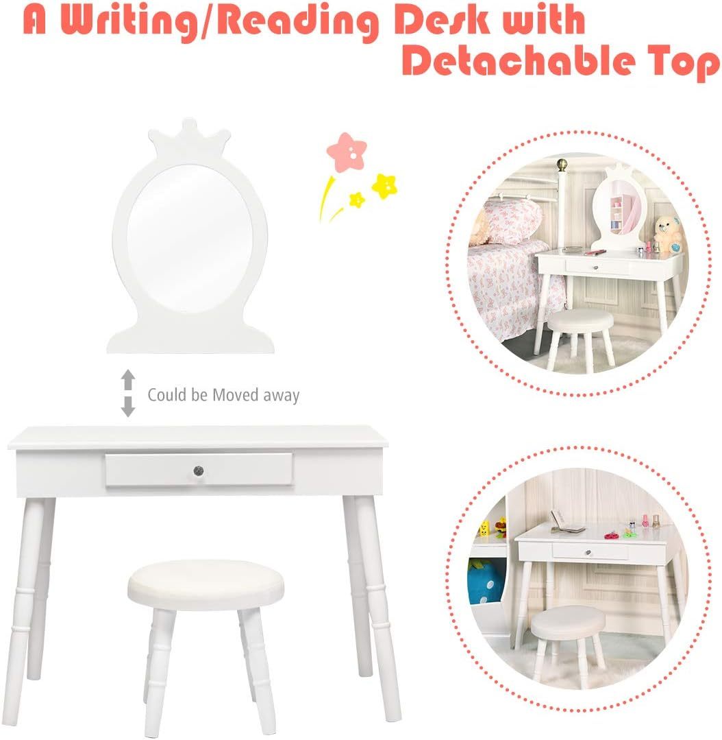 Crown Shape Princess Makeup Dressing Table and Chair Set