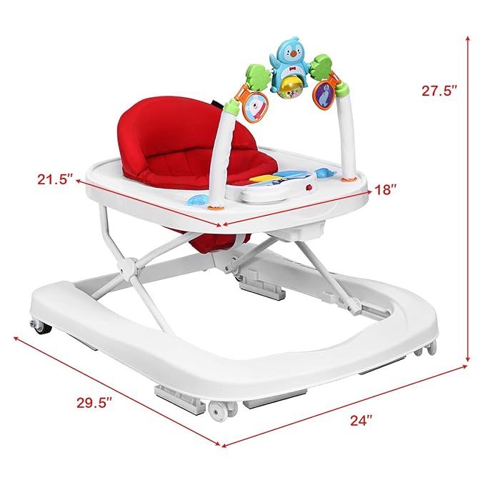 Baby Walker, Foldable Push Learning Walker Toy-Seated & Walk-Behind with Wheels