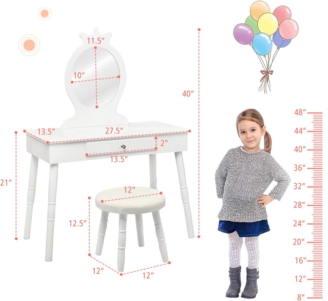 Crown Shape Princess Makeup Dressing Table and Chair Set