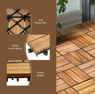 1 ft. x 1 ft. Acacia Wood Deck Tile in Brown