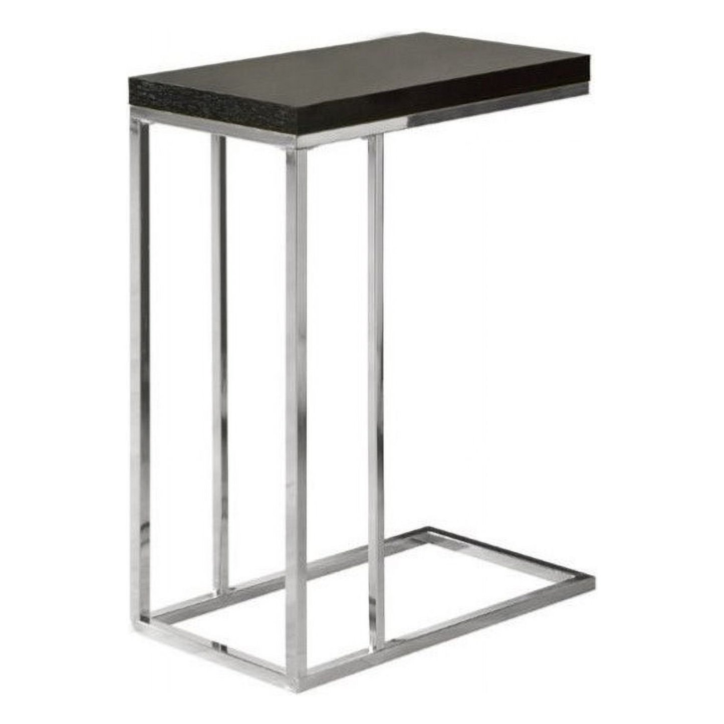 Square Hollow-Core Metal Accent Table in Chrome and Cappuccino - Set of 2