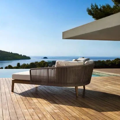 Modern Style Rattan Outdoor Daybed with Cushion Pillow