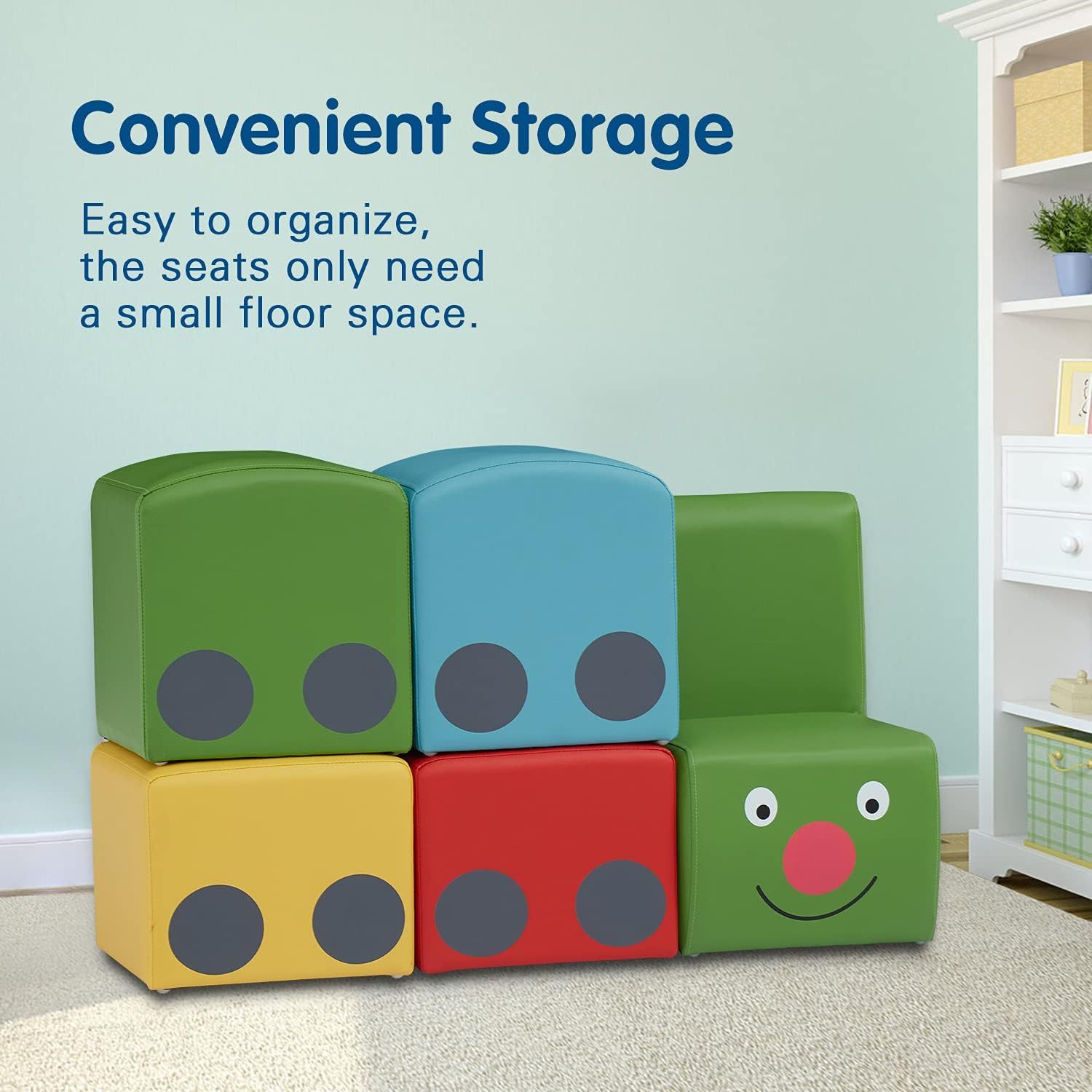 5 Pieces Sectional Children Couch, Colourful Daycare Furniture