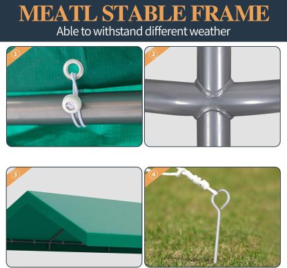 10x20ft Heavy Duty Carport with UV Resistant Canopy, Powder-Coated Steel Frame