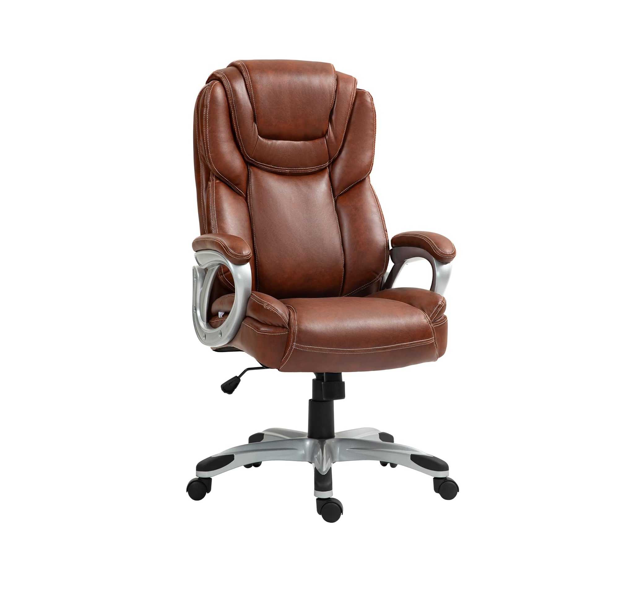 Padded Armrest, Swivel Wheels, Executive PU Leather Computer Chair, Adjustable Height
