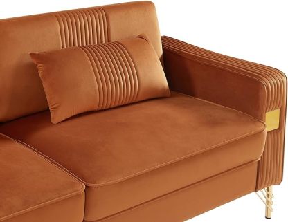 79”W Velvet Small Sofa Couch, Modern Oversized Loveseat with 2 Matching Pillows