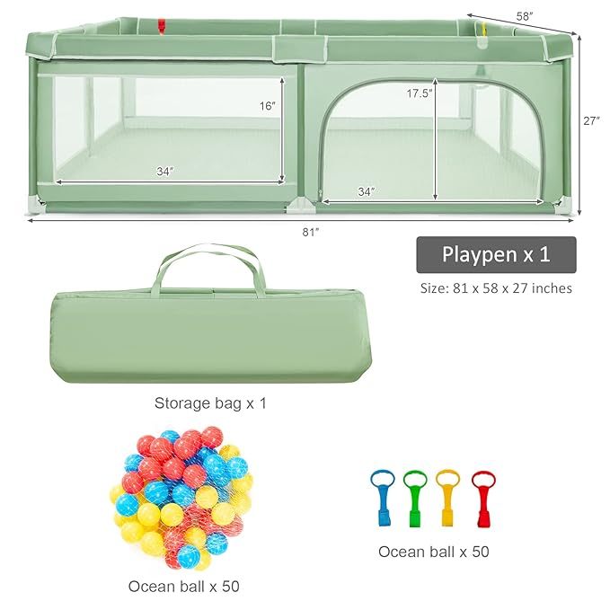 Extra Large Baby Gate Playpen w/ 50 Ocean Balls