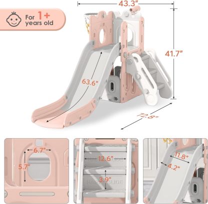 7 in 1 Toddler Slide, L-Shaped Kids Slide for Toddlers Age 1+