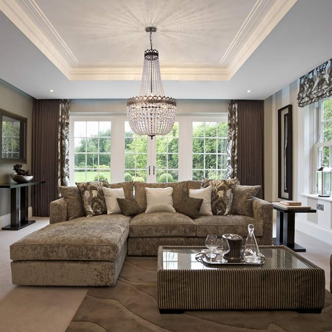 Crystal Chandelier Lights, 9-Light French Empire Country Foyer Chandelier Pendant, Hanging Ceiling Lighting Fixture for Dining Living Room Bedroom Kitchen, 35" H x 19.69" W, Antique Bronze