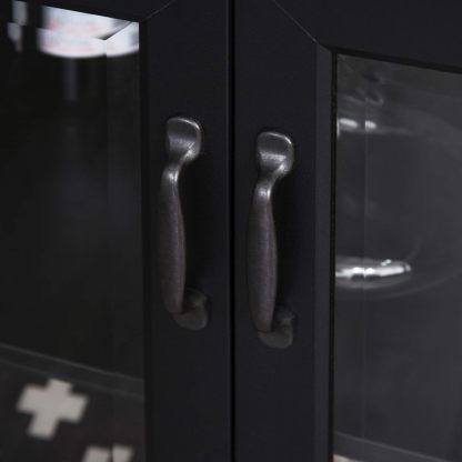 71" Bookcase Storage Hutch Cabinet with Adjustable Shelves and Glass Doors