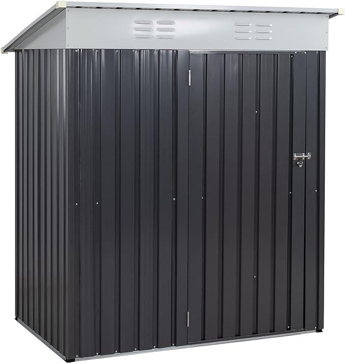 5x3 FT Outdoor Storage Shed, Waterproof Metal Garden Sheds with Lockable Single Door