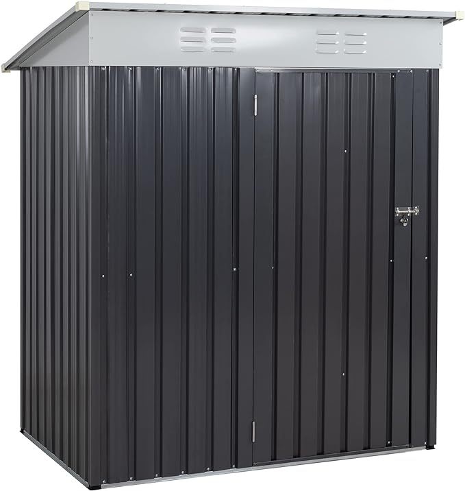 5x3 FT Outdoor Storage Shed, Waterproof Metal Garden Sheds with Lockable Single Door