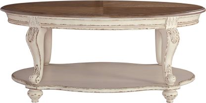 Casual Cottage Coffee Table, Antique White & Brown