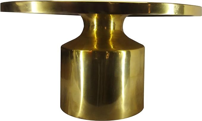 31-Inch Modern Classic Round Metal Coffee Table with Pedestal Base