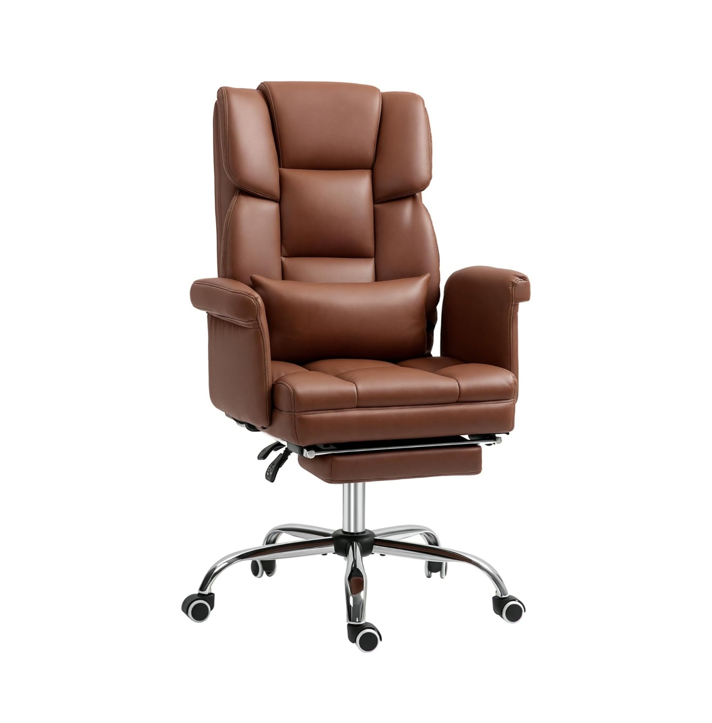 Executive Office Chair with Footrest and Lumbar Support, PU Leather Ergonomic Office Desk Chair, Reclining and Swivel Chair