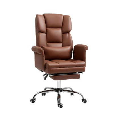 Executive Office Chair with Footrest and Lumbar Support, PU Leather Ergonomic Office Desk Chair, Reclining and Swivel Chair
