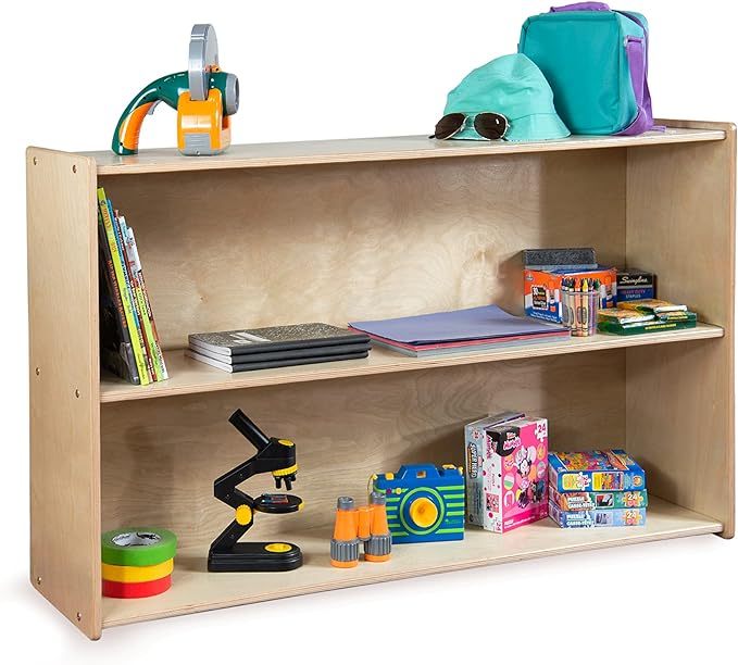 2-Tier Low Shelving Unit, Birch Plywood Horizontal Bookcase