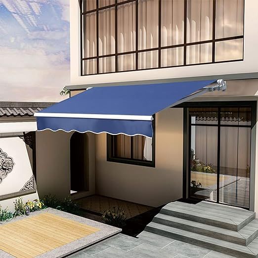 9.8'x8.2' Patio Awning Retractable Awning Cover Sunshade Shelter Outdoor Canopy with Crank Handle and Water-Resistant Polyester for Courtyard, Balcony, Shop, Restaurant, Cafe, Deck