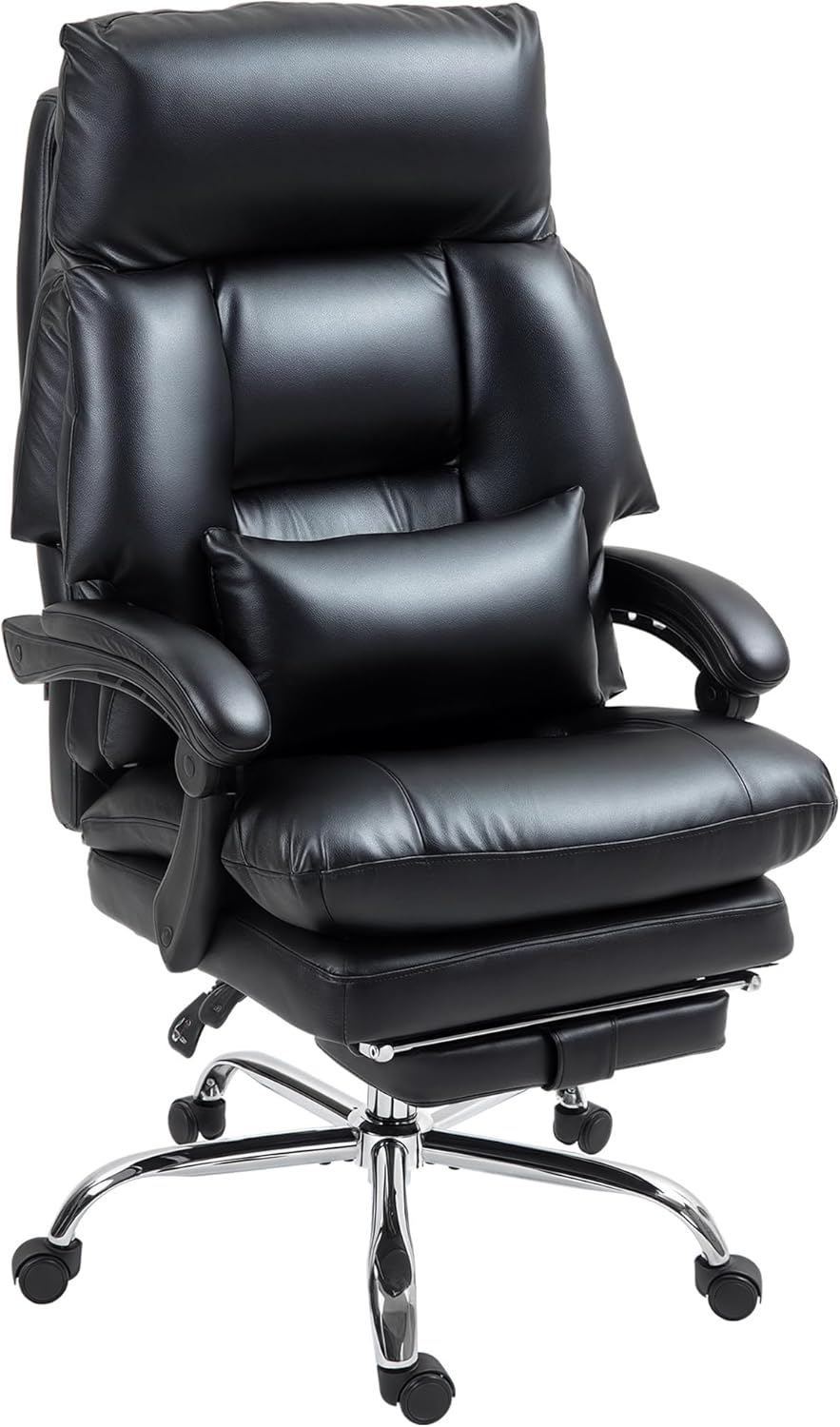 Overstuffed Executive Office Chair, Reclining Desk Chair with Swivel Wheels