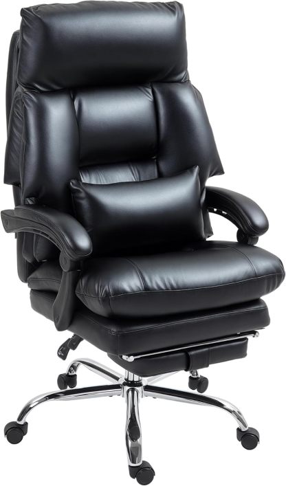 Overstuffed Executive Office Chair, Reclining Desk Chair with Swivel Wheels