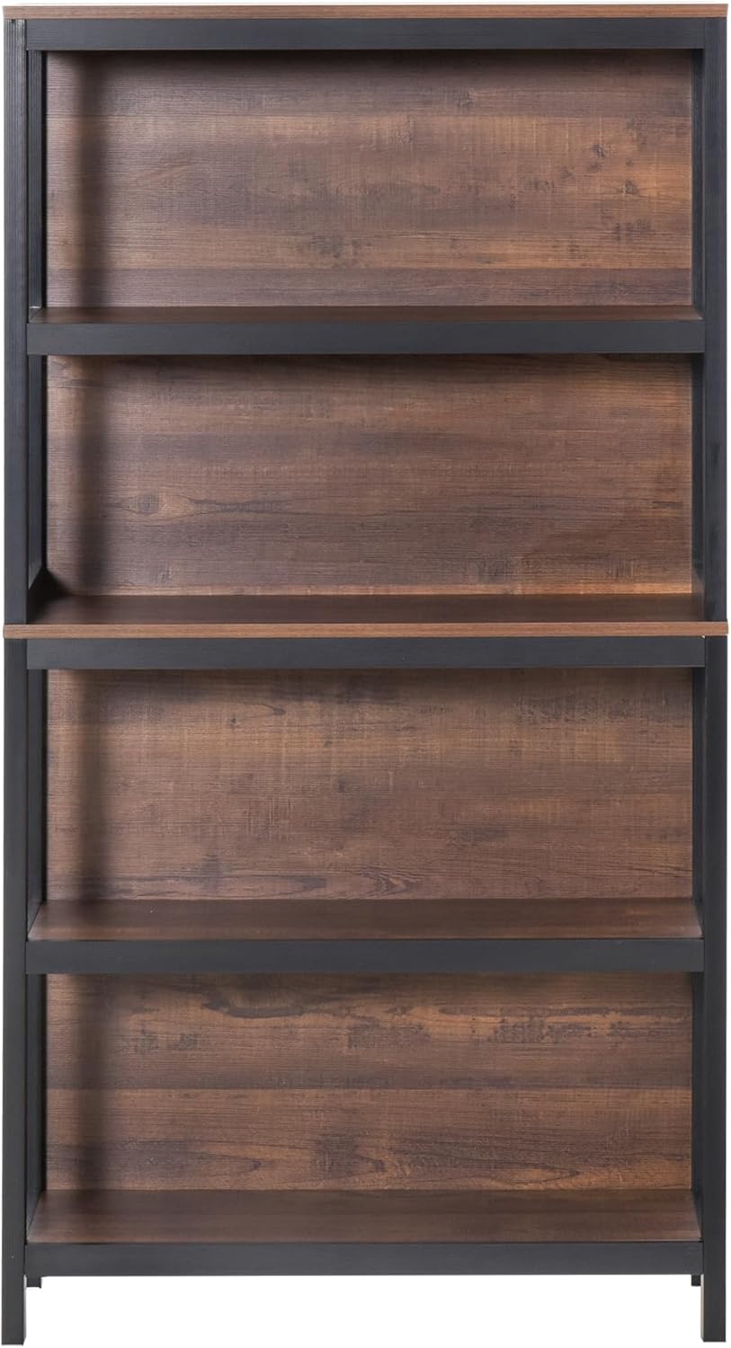 4 Tier Bookshelf Utility Organizer with Back Support and Anti-Topple Design