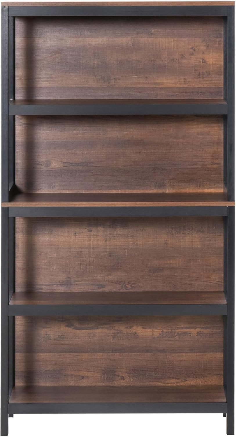 4 Tier Bookshelf Utility Organizer with Back Support and Anti-Topple Design