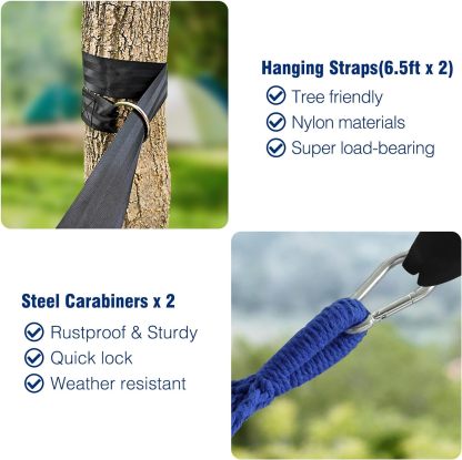 Garden Cotton Hammock Comfortable Fabric Hammock with Spreader Bar Durable Hammock Up to 450lbs Portable Lightweight Hammock with Travel Bag,Perfect for Camping Outdoor/Indoor Patio Backyard