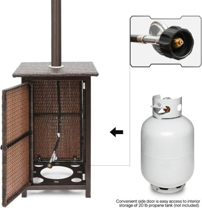 48000 BTU Propane Patio Heater with Stainless Steel Burner Outdoor Patio Heater for Commercial Use, Residential, Garden, Backyard, Porch, Deck, Balcony (Brown)