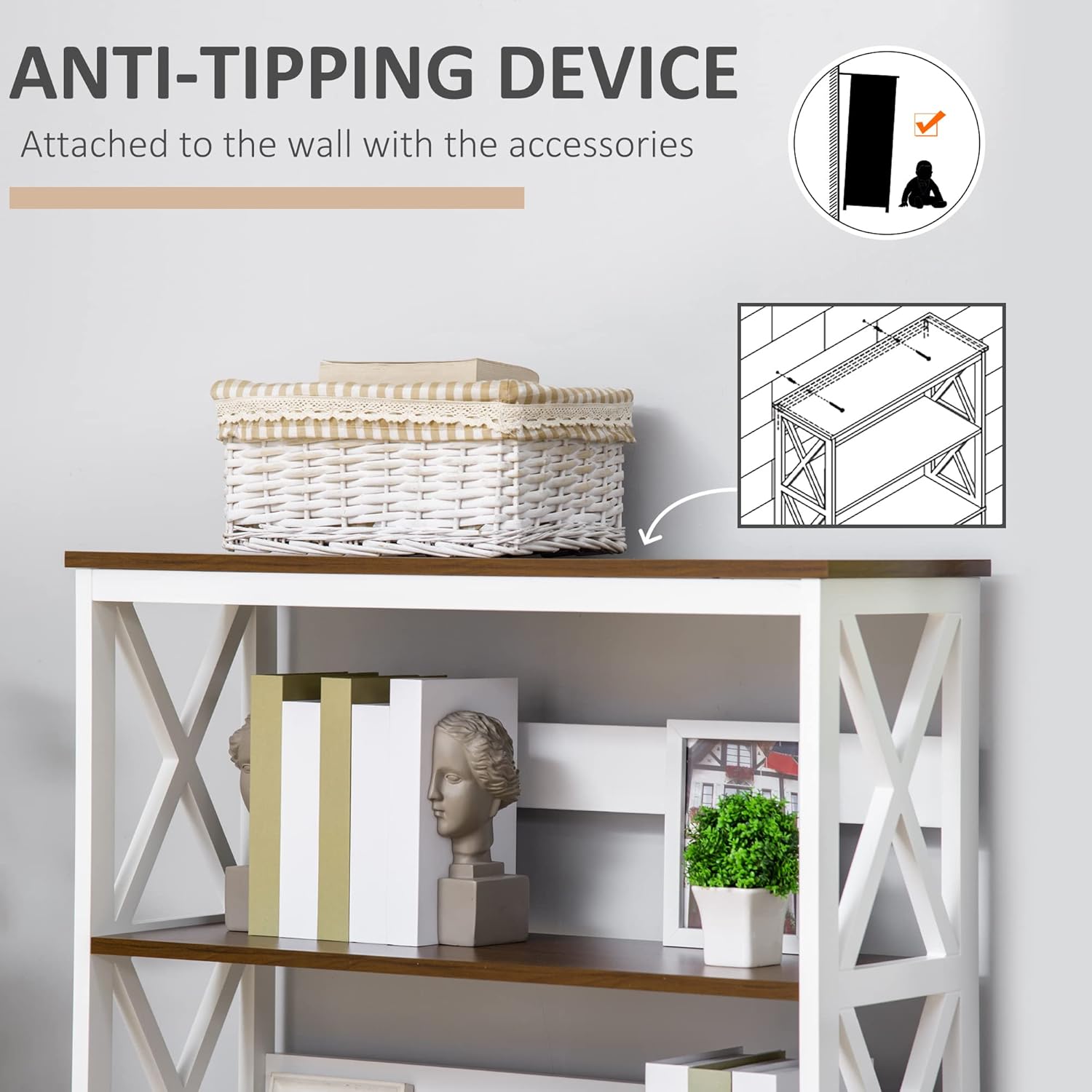 4-Tier Shelving Bookcase Storage Cupboard with Pull Out Drawer