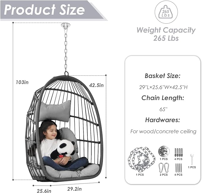 Hanging Egg Chair Without Stand Swing Hammock Egg Basket Chair