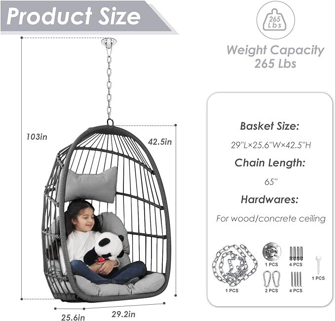 Hanging Egg Chair Without Stand Swing Hammock Egg Basket Chair