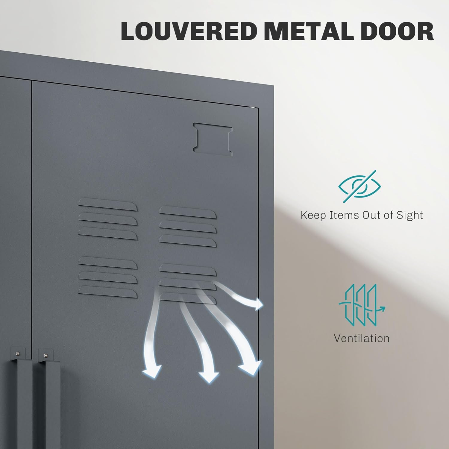 Industrial Storage Cabinet, Steel Garage Cabinet with Double Doors and Adjustable Shelves