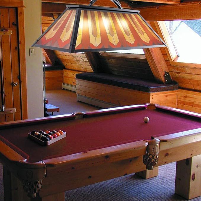Tiffany Style Pool Table Lamp Hanging, Billiards Light for Game Room 7' 8' 9' Pool Table, 3-Light Vintage Chandelier Lighting Fixture