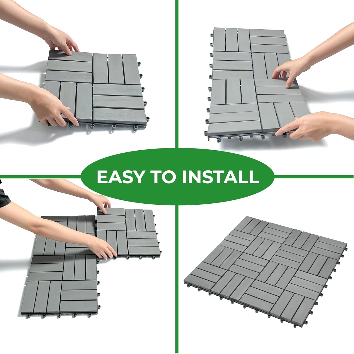 Interlocking Deck Tiles 12"x12"x0.94'' Gray