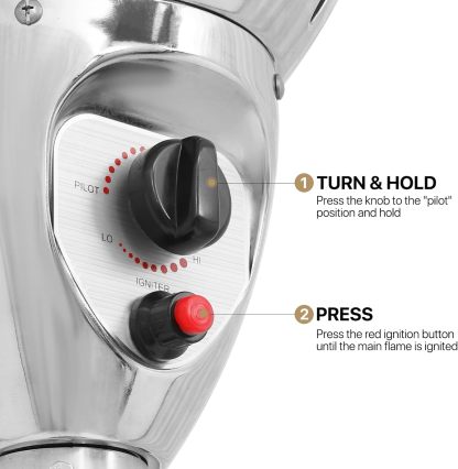 41000 BTU Propane Patio Heater with Wheels and Stainless Steel Burner Outdoor Patio Heater for Commercial Use, Residential, Garden, Backyard, Porch, Deck, Balcony (Silver)