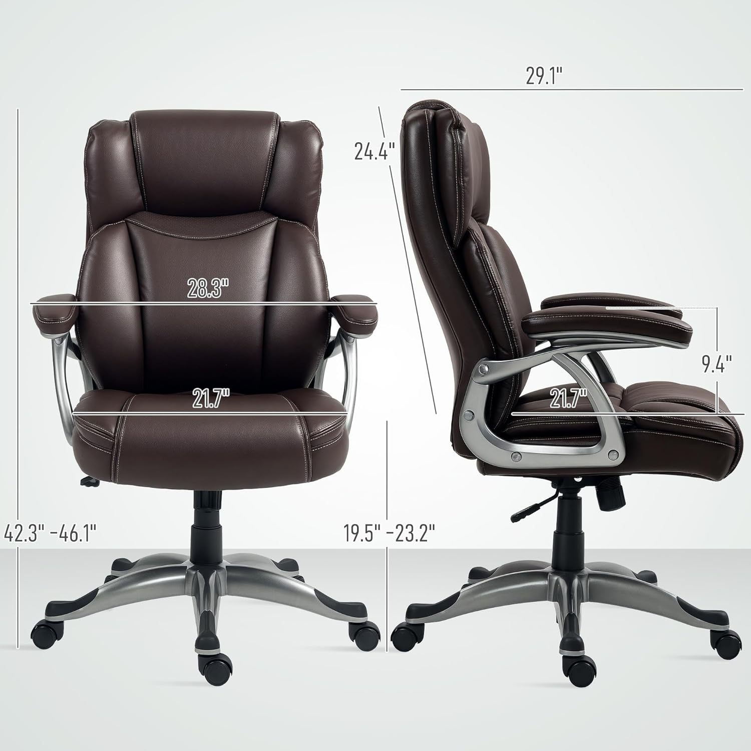 Executive Office Chair with Tilt Function, PU Leather High Back Desk Chair