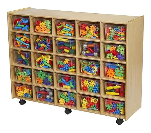 Mobile Cubby Unit with Locking Casters, 47-3/4 x 14-1/4 x 36 Inches
